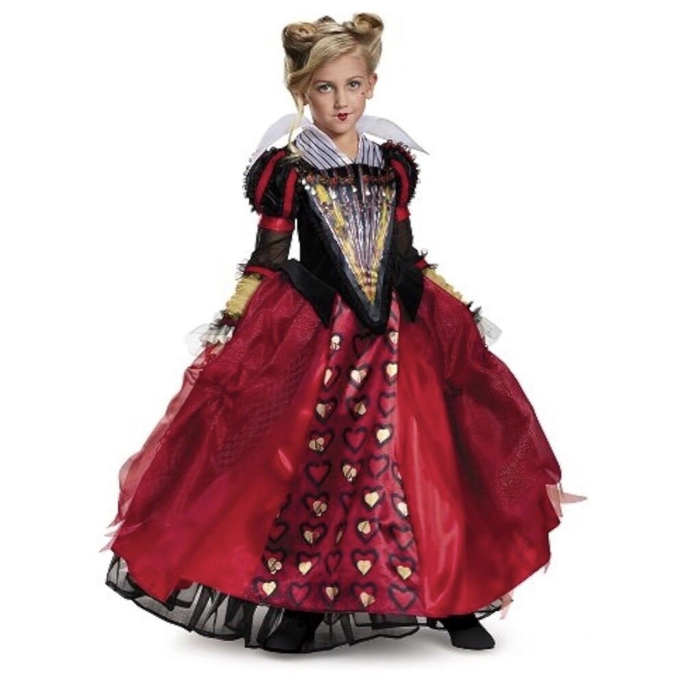 Disney Alice Through the Looking Glass Red Queen Deluxe Costume w Faux Wig 7/8